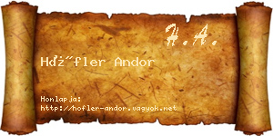 Höfler Andor névjegykártya