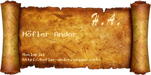 Höfler Andor névjegykártya